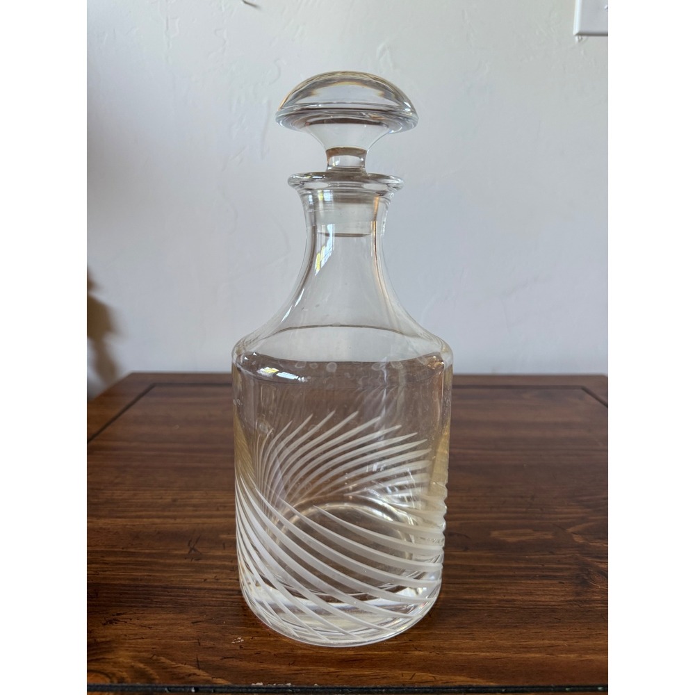 Vintage Cristal D'Arques Durand Spiral Mate Decanter Swirl Design and Stopper